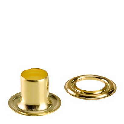 Œillets de bâche inoxydables, autocoupants, laiton Œillets ronds #2XL (⌀ 9,2 mm) avec tige extra longue de 11,5 mm  | or 