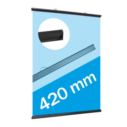 Posterschienen Kunststoff, zum Einschieben 2 Aufhänger | schwarz | 420 mm