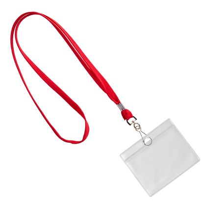 Ausweishülle mit Band Querformat | rot | 86 x 54 mm
