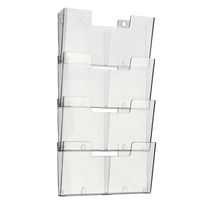 Porte-brochures mural, polystyrène, avec séparateurs, transparent PTXK format paysage | A4 + A5