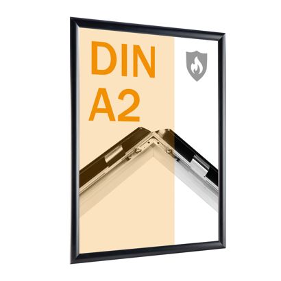 Cadre clic-clac ignifuge A2 avec certificat de classement au feu B-s1, d0 avec film de protection en PET  | noir 