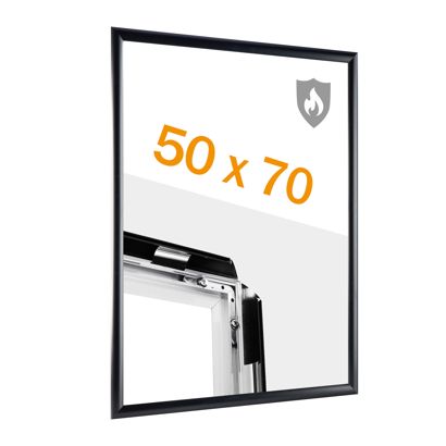 Cadre clic-clac ignifuge 50 x 70 avec certificat de classement au feu B-s1, d0 avec film de protection en PET  | noir 
