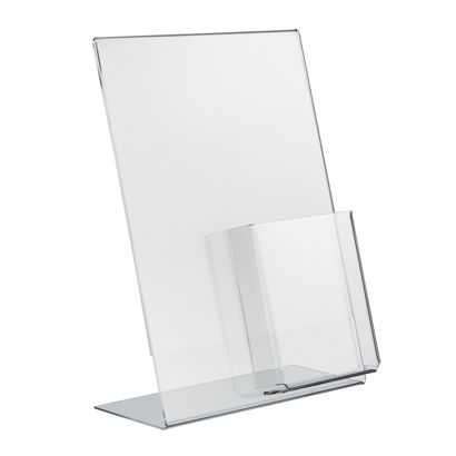 L-Aufsteller mit Extrafach PREMIUM, Acryl Hochformat | A4 + 1/3 A4