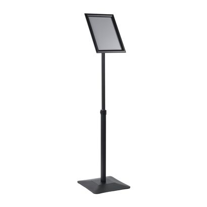 Présentoir sur pied PREMIUM, hauteur réglable, A4 avec cadre clic-clac noir 