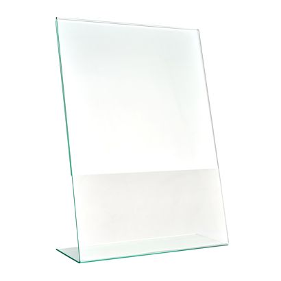 L-Aufsteller mit Glasoptik, PMMA (Acryl), transparent Hochformat | A4