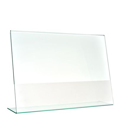 L-Aufsteller mit Glasoptik, PMMA (Acryl), transparent Querformat | A4