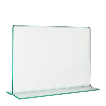 T-Aufsteller mit Glasoptik, PMMA (Acryl), transparent Querformat | A6