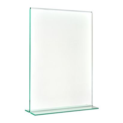 T-Aufsteller mit Glasoptik, PMMA (Acryl), transparent Hochformat | A5