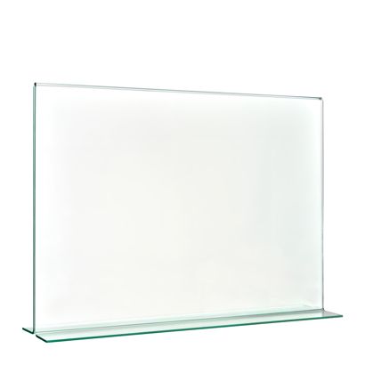 T-Aufsteller mit Glasoptik, PMMA (Acryl), transparent Querformat | A4