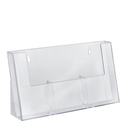 Porte-brochure, compartiments parallèles, polystyrène, portrait, transparent, Taymar 1/3 A4  | 3 