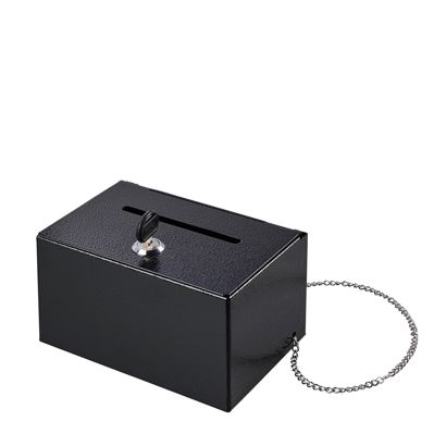 Spendenbox abschließbar, Metall schwarz