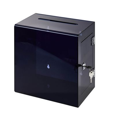 abschließbare Spendenbox HQ, Acryl transparent, schwarz