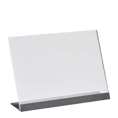 L-Aufsteller Acryl mit Aluminiumfuß transparent, schwarz | A5