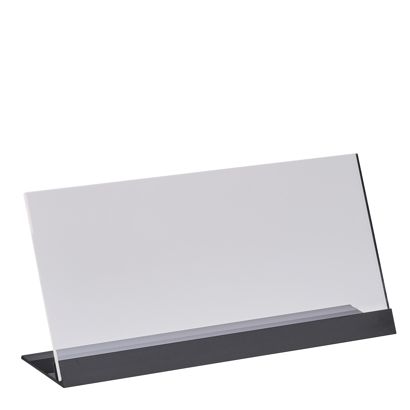 L-Aufsteller Acryl mit Aluminiumfuß transparent, schwarz | 1/3 A4 (100 x 210 mm)