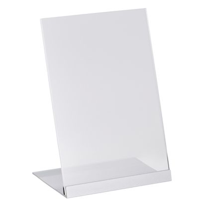 L-Aufsteller Acryl mit Aluminiumfuß A5  | transparent|silber 