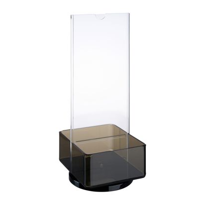 Porte-menu pivotant avec 2 compartiments de rangement, en acrylique 1/3 A4