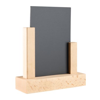 Holz Tischaufsteller mit Kreidetafel Buche, schwarz | A6