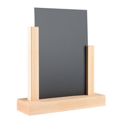 Holz Tischaufsteller mit Kreidetafel Buche, schwarz | A5