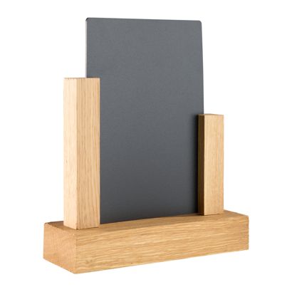 Holz Tischaufsteller mit Kreidetafel Eiche, schwarz | A6