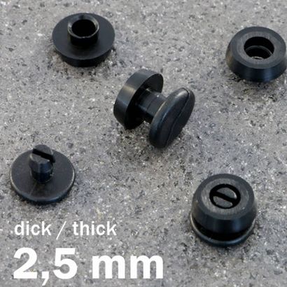 Œillets de pression en plastique, modèle épais noir  | 2.5 mm