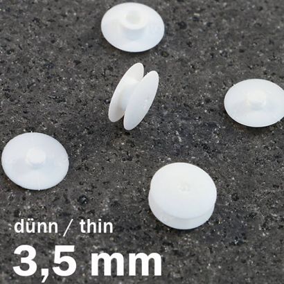 Œillets de pression en plastique, modèle fin blanc  | 3.5 mm | 10 mm