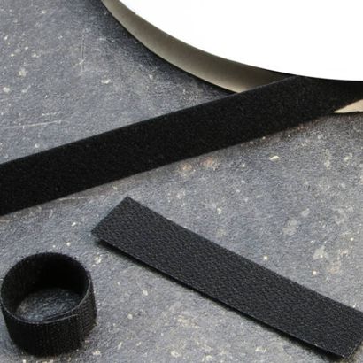 Klettband doppelseitig, Rolle mit 25 m 20 mm | schwarz 