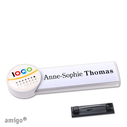 Namensschilder amigo® doming Nadel weiß  | circle  | weiß  |  