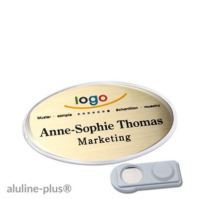 Namensschilder aluline-plus®, magnetisch 65 x 43 mm  | gold  | smag® Magnet 