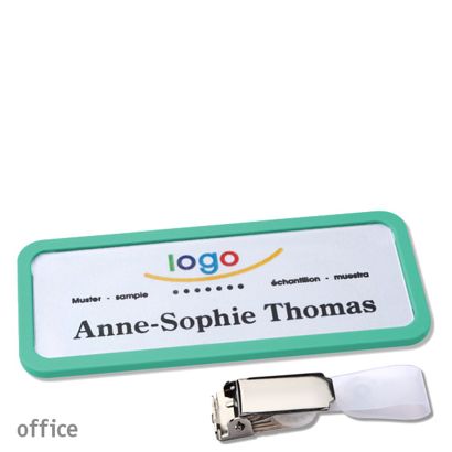 Porte-badges avec clip Office 75 x 27 mm  | vert pastel  | Clip de suspension 