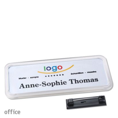 Namensschild mit Nadel OFFICE 75 x 27 mm  | transparent 