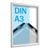 Cadre clic-clac A3 standard argent  | 25 mm | En onglet 