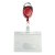 Pochette porte-badge en plastique dur avec porte-clés extensible rouge | avec encoche pour le pouce, mat