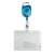 Ausweishüllen Hartplastik mit ausziehbarem Schlüsselanhänger blau | mit Daumenaussparung, matt 